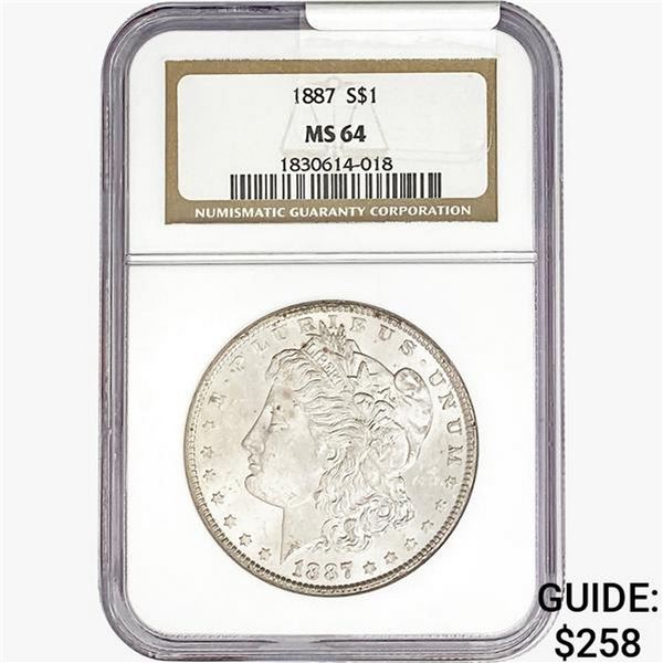 1887 Morgan Silver Dollar NGC MS64