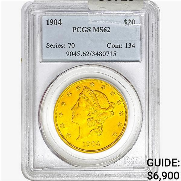 1904 $20 Gold Double Eagle PCGS MS62