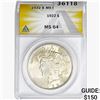 Image 1 : 1922 Silver Peace Dollar ANACS MS64