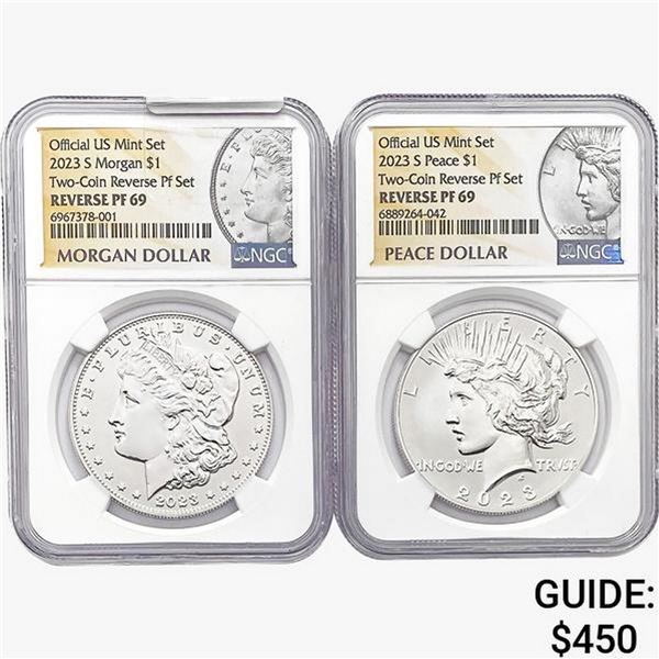 [2]2023-S Silver Dollar Reverse Proof Set NGC PF69