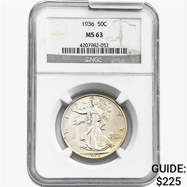 1936 Walking Liberty Half Dollar NGC MS63
