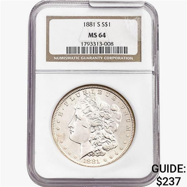 1881-S Morgan Silver Dollar NGC MS64