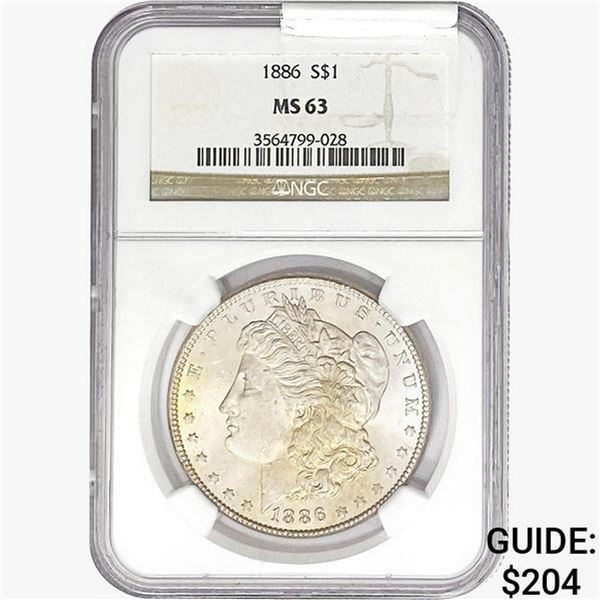 1886 Morgan Silver Dollar NGC MS63