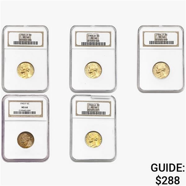 [5]1943-1945 Jefferson Nickel NGC MS64-66