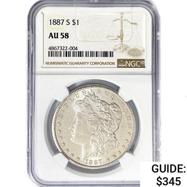 1887-S Morgan Silver Dollar NGC AU58