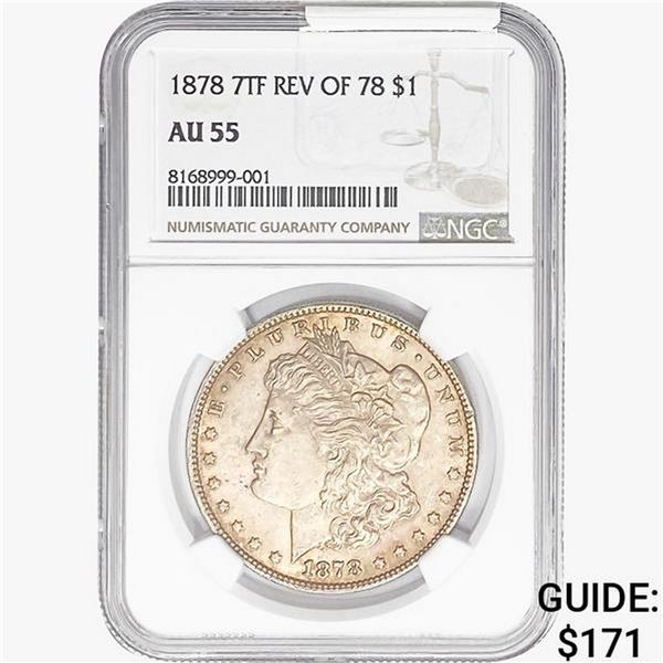 1878 REV78 Morgan Silver Dollar NGC AU55