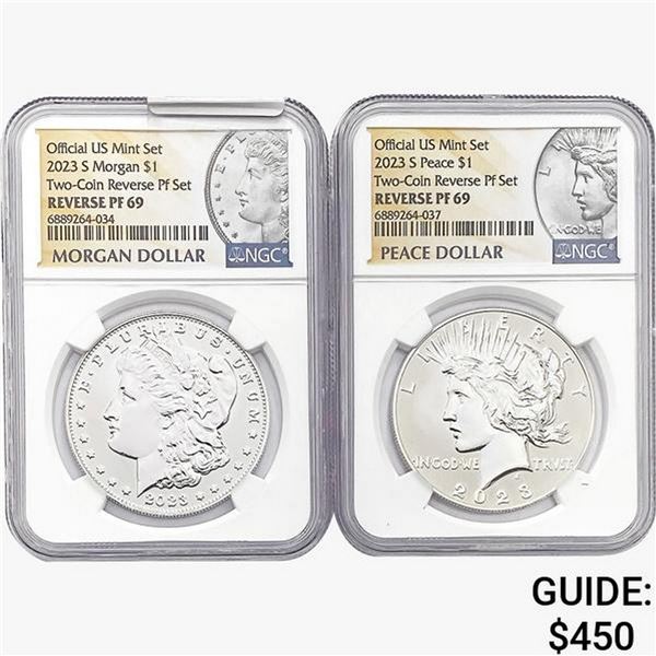 [2]2023-S Silver Dollar Reverse Proof Set NGC PF69