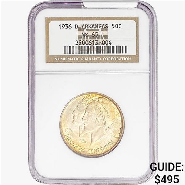 1936-D Arkansas Half Dollar NGC MS65