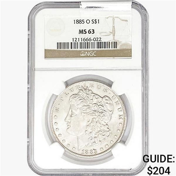 1885-O Morgan Silver Dollar NGC MS63