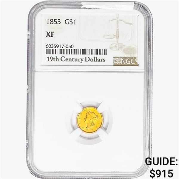 1853 Rare Gold Dollar NGC XF