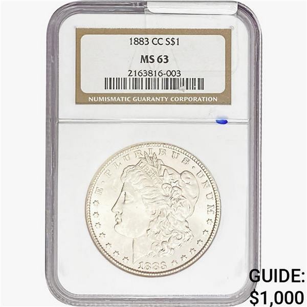 1883-CC Morgan Silver Dollar NGC MS63