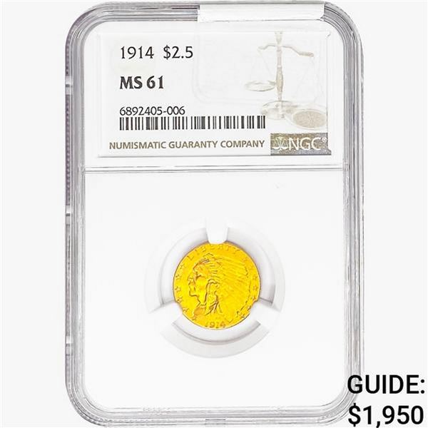 1914 $2.50 Gold Quarter Eagle NGC MS61