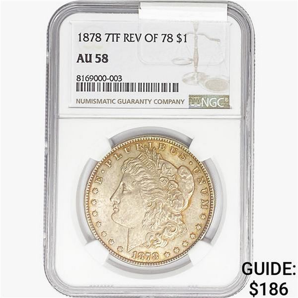 1878 REV78 Morgan Silver Dollar NGC AU58