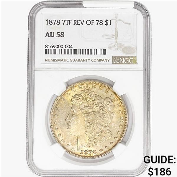 1878 REV78 Morgan Silver Dollar NGC AU58