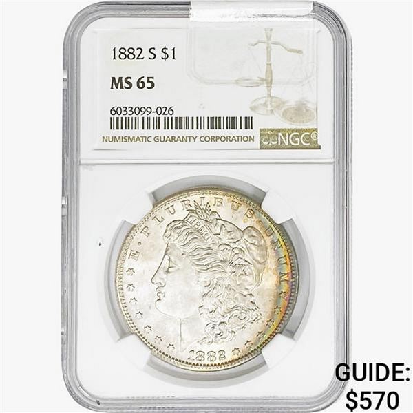 1882-S Morgan Silver Dollar NGC MS65