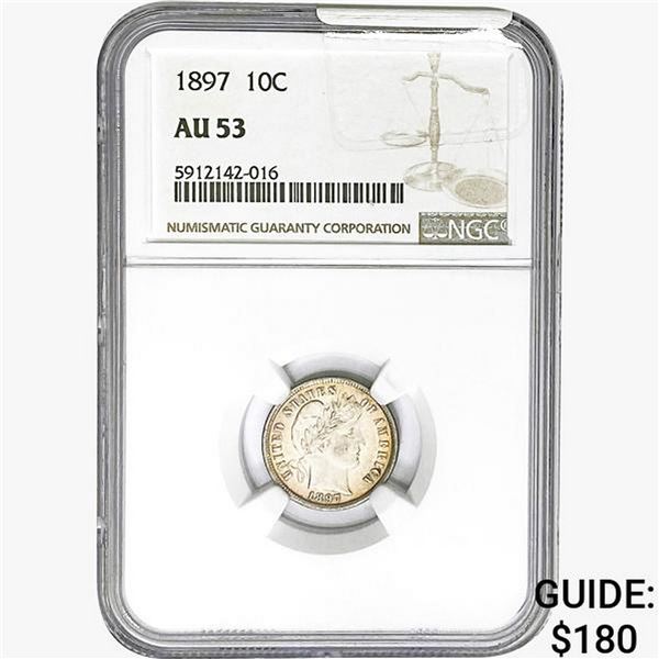 1897 Barber Dime NGC AU53