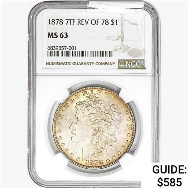 1878 Morgan Silver Dollar NGC MS63 REV of 78