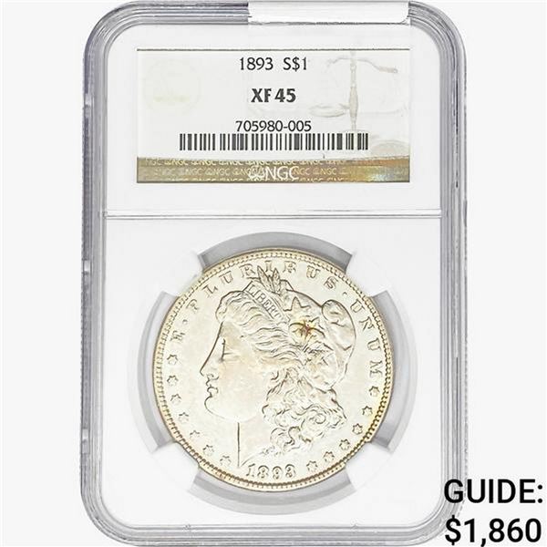 1893 Morgan Silver Dollar NGC XF45