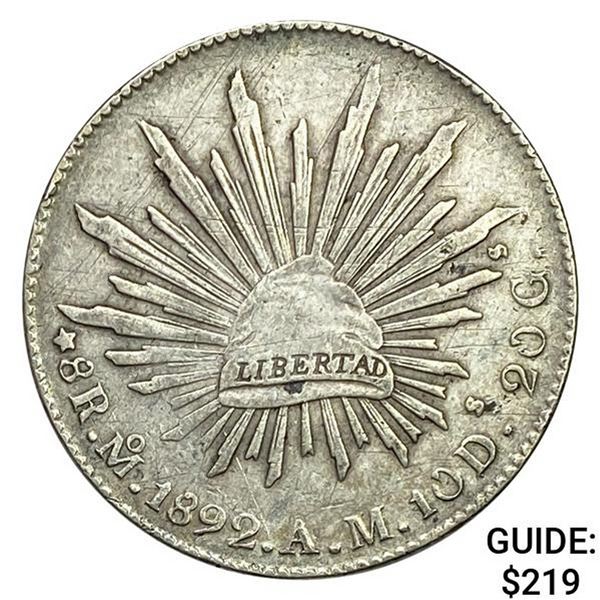 1892Mo AM Mexico Silver 8 Reales NEARLY UNCIRCULATED