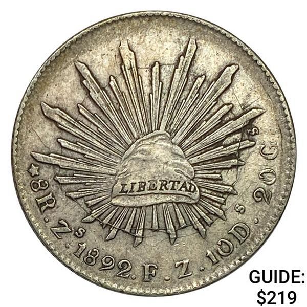 1892Zs FZ Mexico Silver 8 Reales CLOSELY UNCIRCULATED