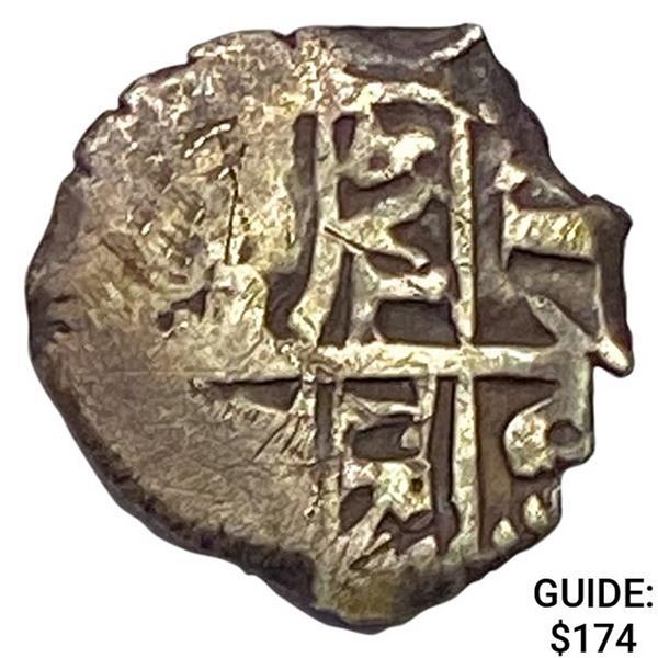 Spanish Empire 16th-17th Century 1 Reales Silver Cob NEARLY UNCIRCULATED