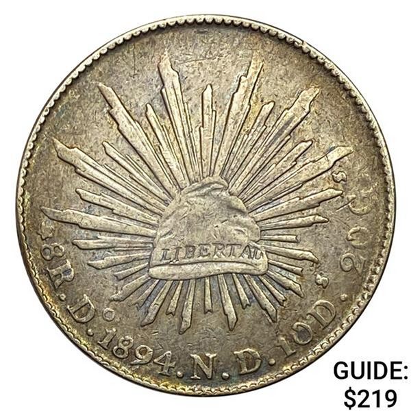 1894Do ND Mexico Silver 8 Reales CLOSELY UNCIRCULATED