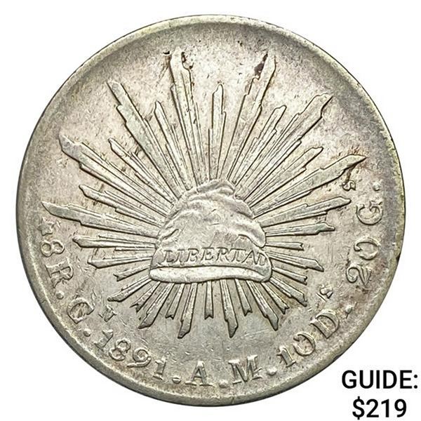 1891Cn AM Mexico Silver 8 Reales CLOSELY UNCIRCULATED