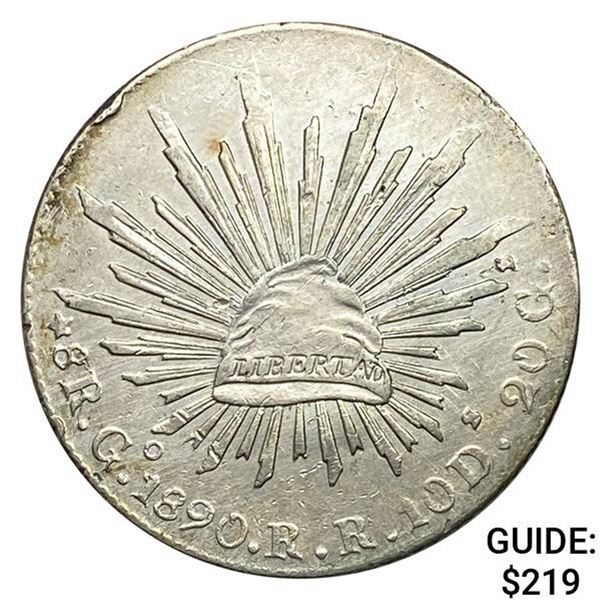 1890Go RR Mexico Silver 8 Reales CLOSELY UNCIRCULATED