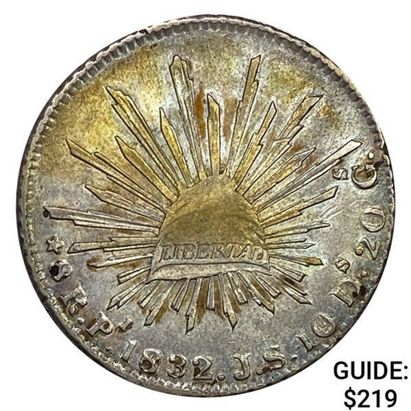 1832Pi JS Mexico Silver 8 Reales CLOSELY UNCIRCULATED