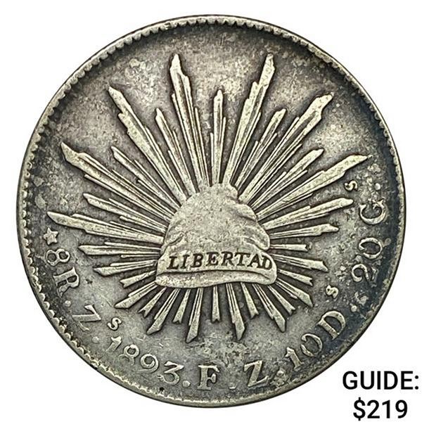 1893Zs FZ Mexico Silver 8 Reales NEARLY UNCIRCULATED