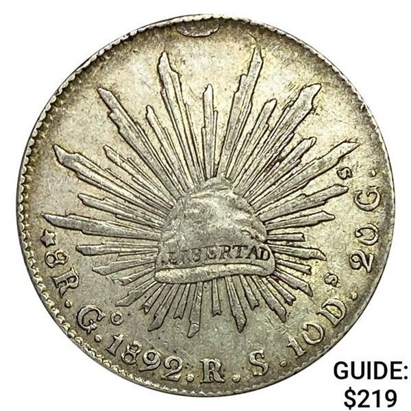 1892Go RS Mexico Silver 8 Reales CLOSELY UNCIRCULATED