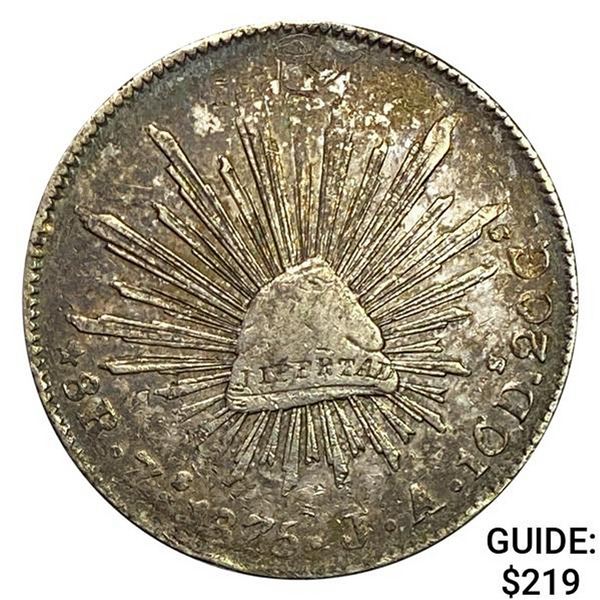 1875Zs JA Mexico Silver 8 Reales NEARLY UNCIRCULATED