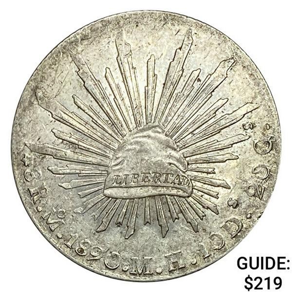 1890Mo MH Mexico Silver 8 Reales CHOICE AU