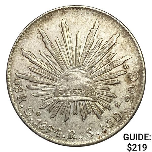 1894 Go RS Mexico Silver 8 Reales CHOICE AU