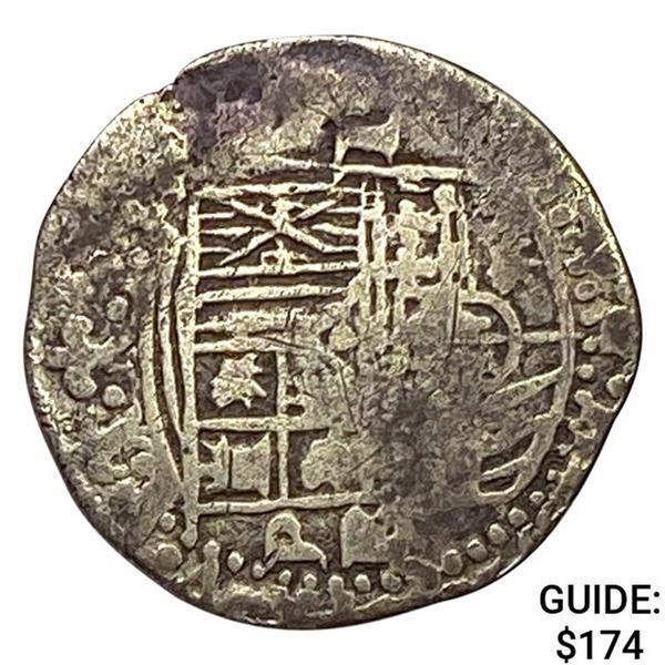 Spanish Empire 16th-17th Century 1 Reales Silver Cob NEARLY UNCIRCULATED