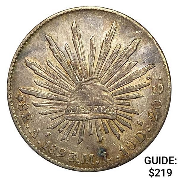 1893As ML Mexico 8 Silver Reales NEARLY UNCIRCULATED