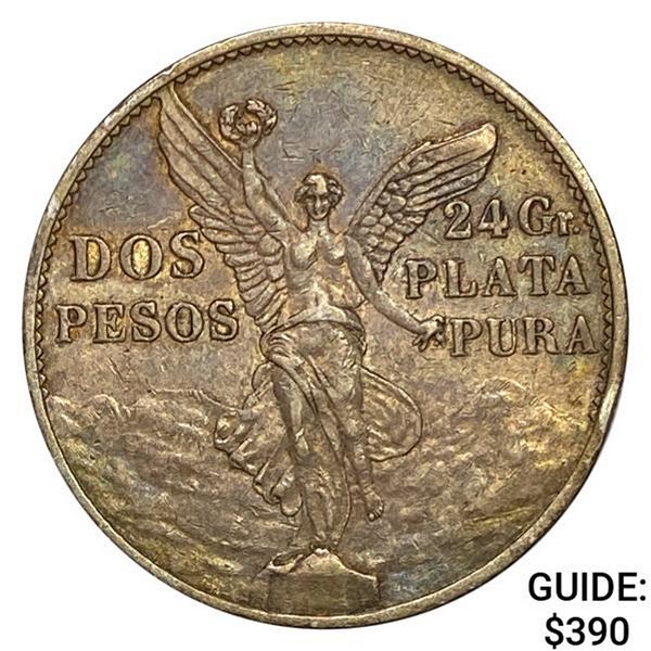 1921Mo Mexico Silver 2 Pesos NEARLY UNCIRCULATED