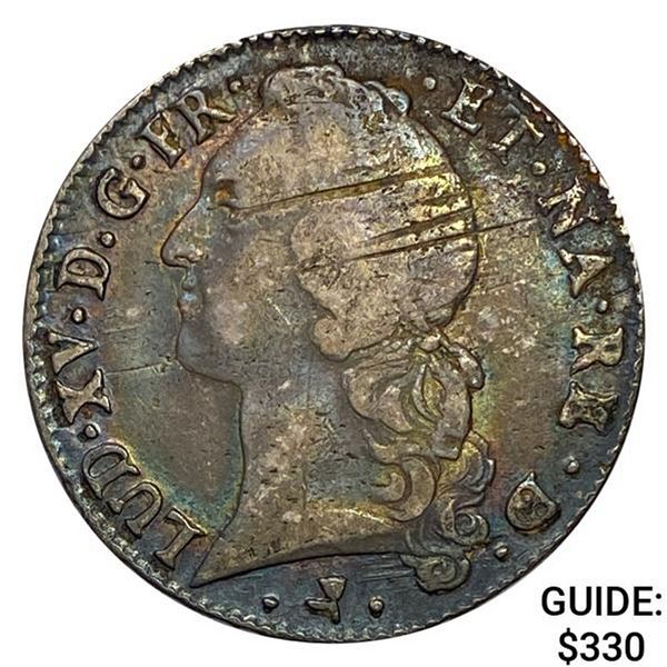 1766 France Silver ECU Louis XV NEARLY UNCIRCULATED