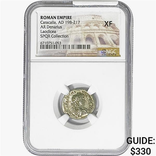 Rome Caracalla AD 198-217 Silver Denarius Laodicea SPQR Collection NGC XF