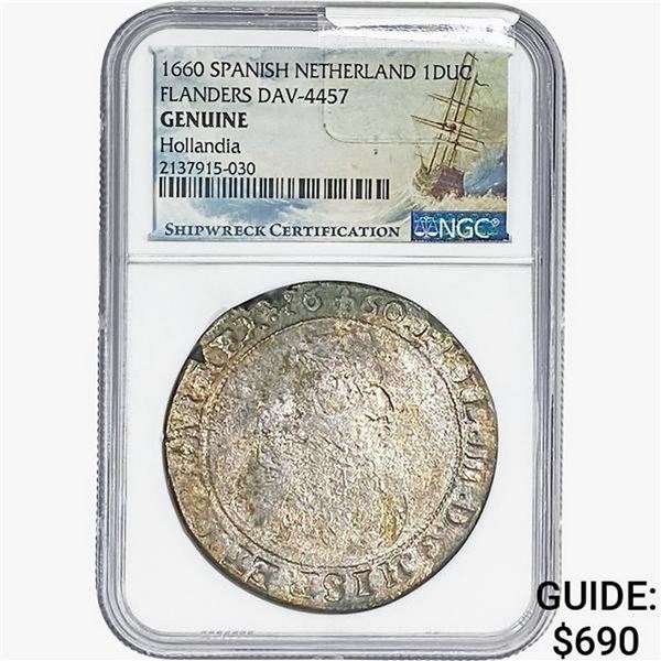 1660 Spanish Netherland 1DUC Flanders Hollandia NGC Genuine