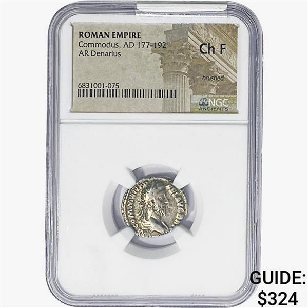 Rome Commodus AD 177-192 Silver Denarius NGC ChF