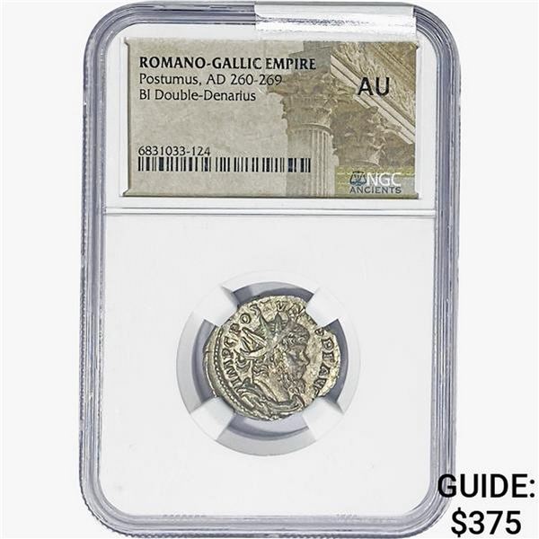 Romano-Gallic Postumus AD 260-269 BI Dbl Denarius NGC AU