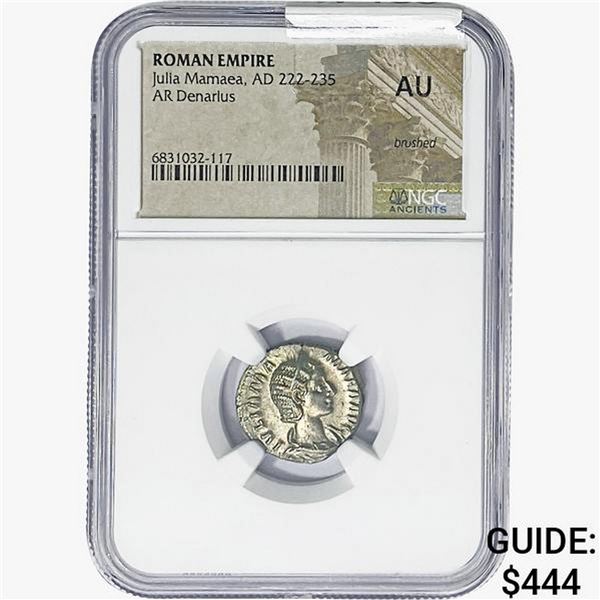 Rome Julia Mamaea AD 222-235 Silver Denarius NGC AU
