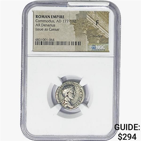 Rome Commodus AD 177-192 Silver Denarius Issued as Caesar NGC F