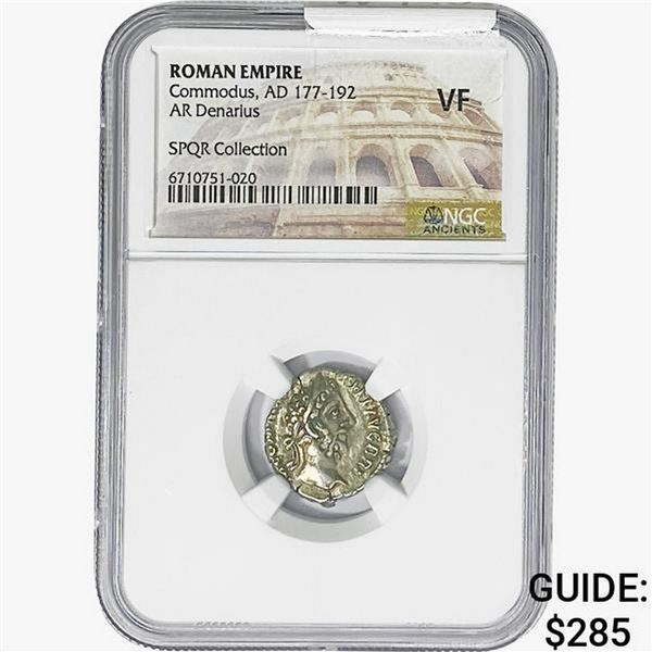 Rome Commodus AD 177-192 Silver Denarius SPQR Collection NGC VF