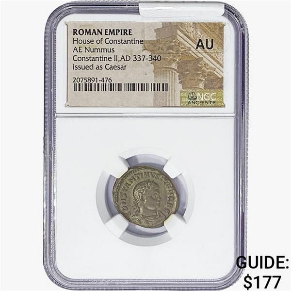 Rome Constantine II AD 337-340 Bronze Nummus Issued as Caesar NGC AU