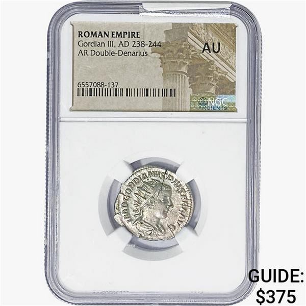 Rome Gordian III AD 238-244 Silver Double Denarius NGC AU