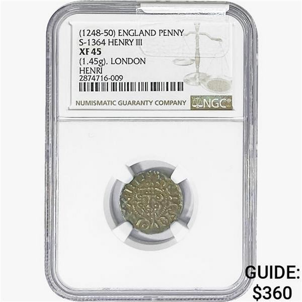 [1248-50] England Penny S-1364 Henry III NGC XF45