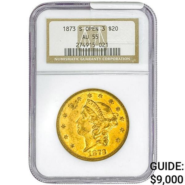 1873-S $20 Gold Double Eagle NGC AU55 Open 3