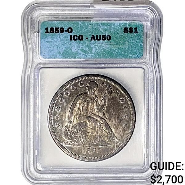 1859-O Seated Liberty Dollar ICG AU50